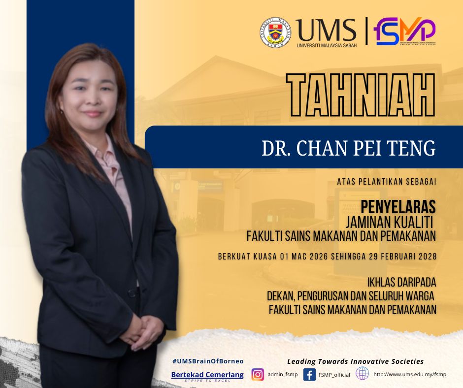 Tahniah atas Pelantikan Penyelaras Jaminan Kualiti Fakulti Sains Makanan dan Pemakanan